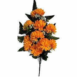 Umelá dekoratívna kytica Chryzantéma, oranžová, výška 60 cm