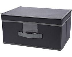 Úložný box s vekom 39x29 cm, tmavo šedá látka%